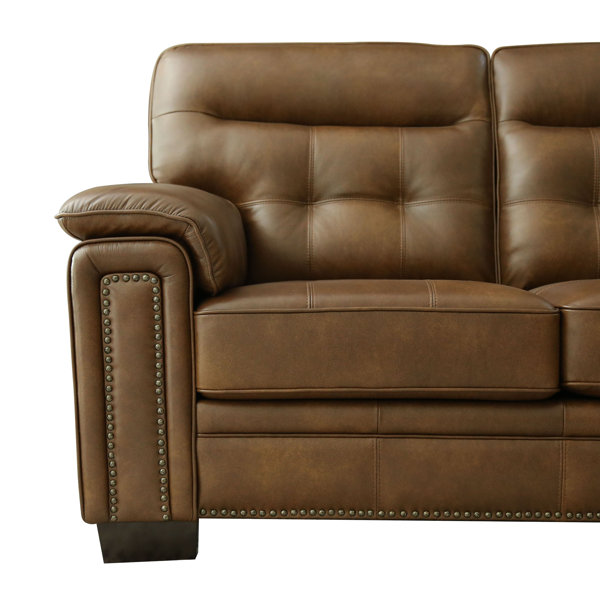 Latitude Run® 65" Genuine Leather Pillow Top Arm Loveseat Wayfair